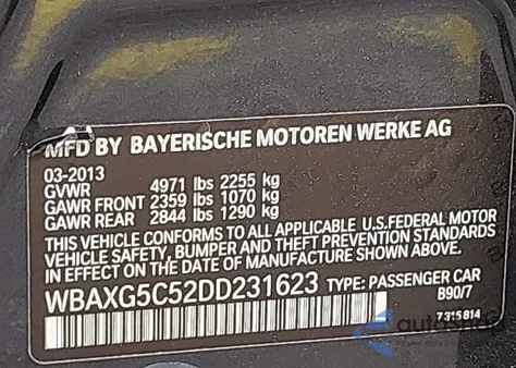 2013 BMW 528I из США, поврежденный, VIN WBAXG5C52DD231623